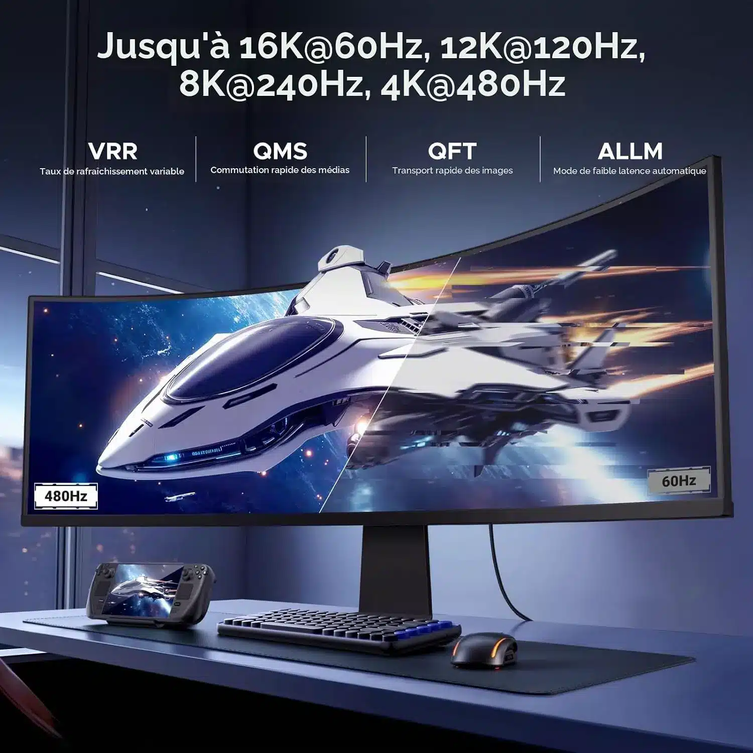 conseil guide noixdecitron hdmi 2.2 écran PC HDR 4K 8K QHD 1000 Hz 500 Hz competitif FPS valorant counter strike ROG MSI Aorus cable connectique futur