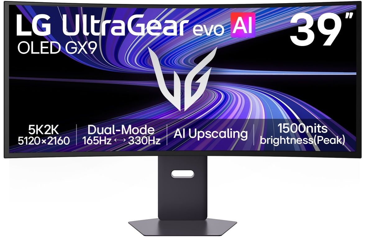 LG UltraGear evo AI 39-inch OLED gaming monitor with 5K2K_5120x2160, 165–330 Hz, AI upscaling, 1500 nits peak brightness