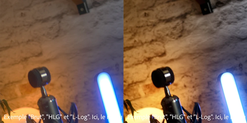 Le rendu brut du Log (gauche) et du SDR (droite)