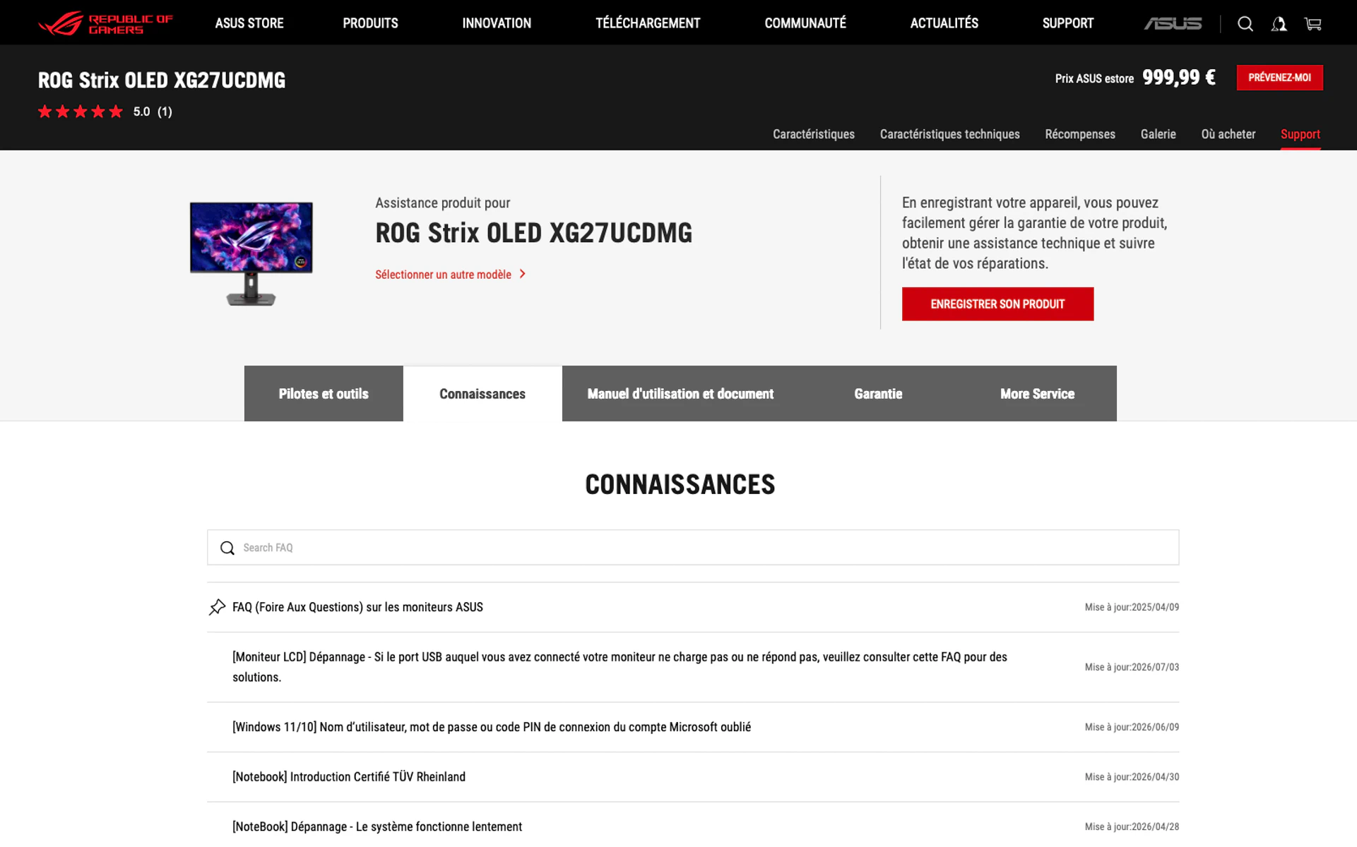Guide complet par noixdecitron sur les raisons pour lesquelles il est important de garder son écran à jour, avec pour l'exemple l'écran XG27UCDMG, un 4K OLED de ROG